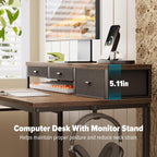 120CM Computer Desk with 3 Drawers Printer Shelf