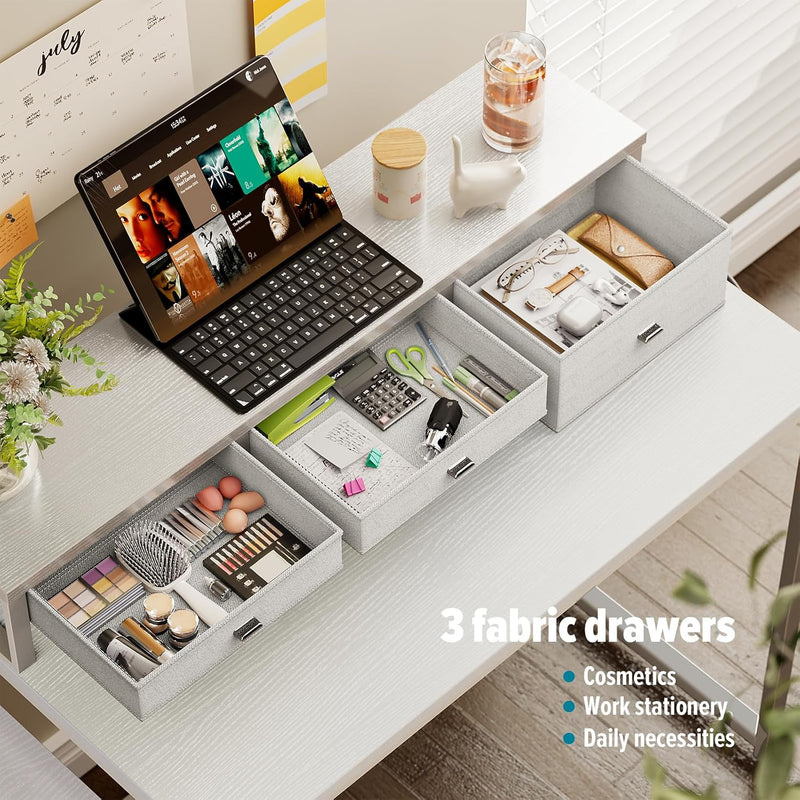 120CM Computer Desk with 3 Drawers Printer Shelf