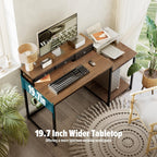 120CM Computer Desk with 3 Drawers Printer Shelf