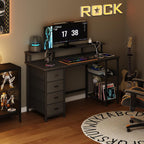 120CM Computer Desk with 4 Drawers Power Outlets