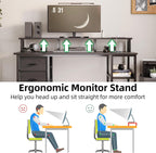 120CM Computer Desk with 4 Drawers Power Outlets