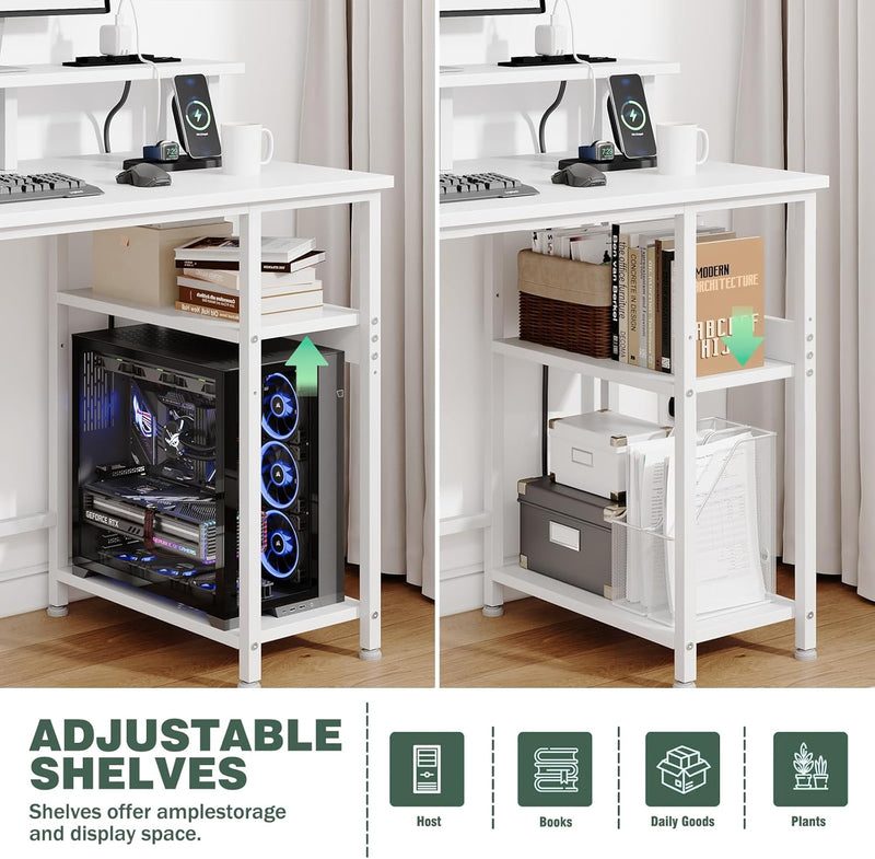 120CM Computer Desk with 4 Drawers Power Outlets