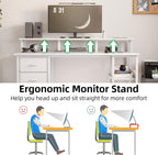 120CM Computer Desk with 4 Drawers Power Outlets