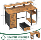 120CM Computer Desk with 4 Drawers Power Outlets