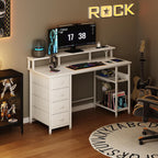 120CM Computer Desk with 4 Drawers Power Outlets