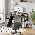 120CM Computer Desk with 4 Drawers Power Outlets