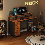 120CM Computer Desk with 4 Drawers Power Outlets