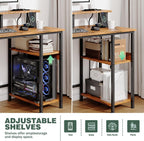 120CM Computer Desk with 4 Drawers Power Outlets
