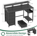 120CM Computer Desk with 4 Drawers Power Outlets