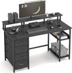 120CM Computer Desk with 4 Drawers Power Outlets