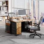 120CM Computer Desk with 4 Drawers Power Outlets