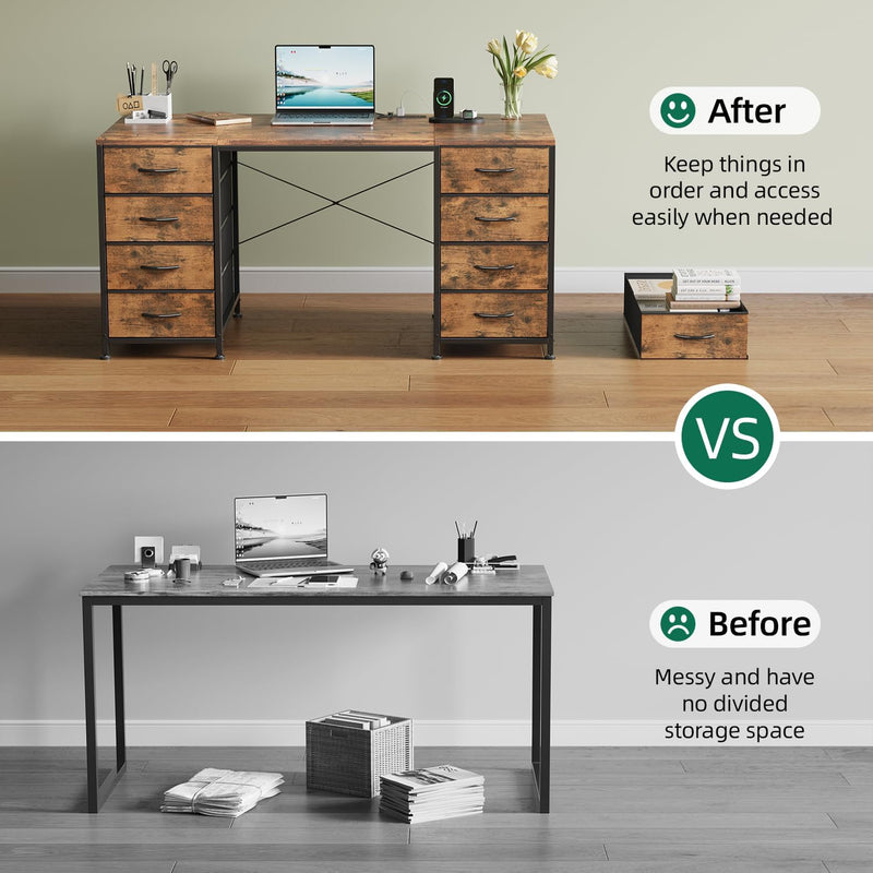 120CM Computer Desk with 8 Drawers Home Office