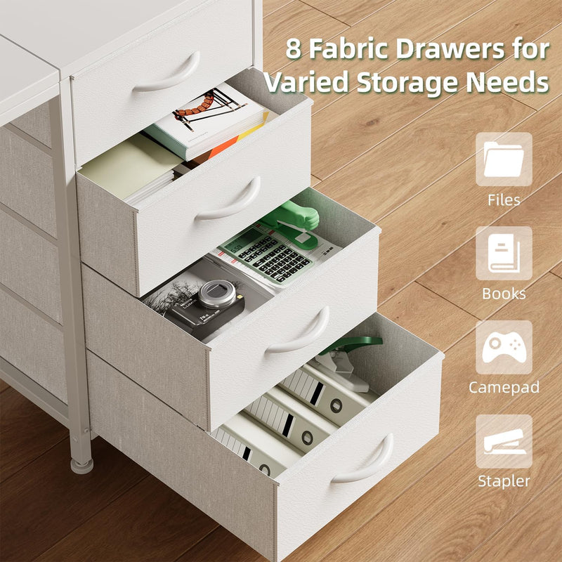120CM Computer Desk with 8 Drawers Home Office