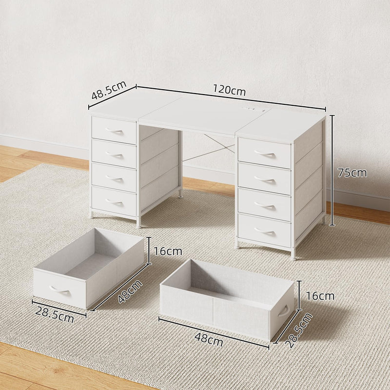 120CM Computer Desk with 8 Drawers Home Office