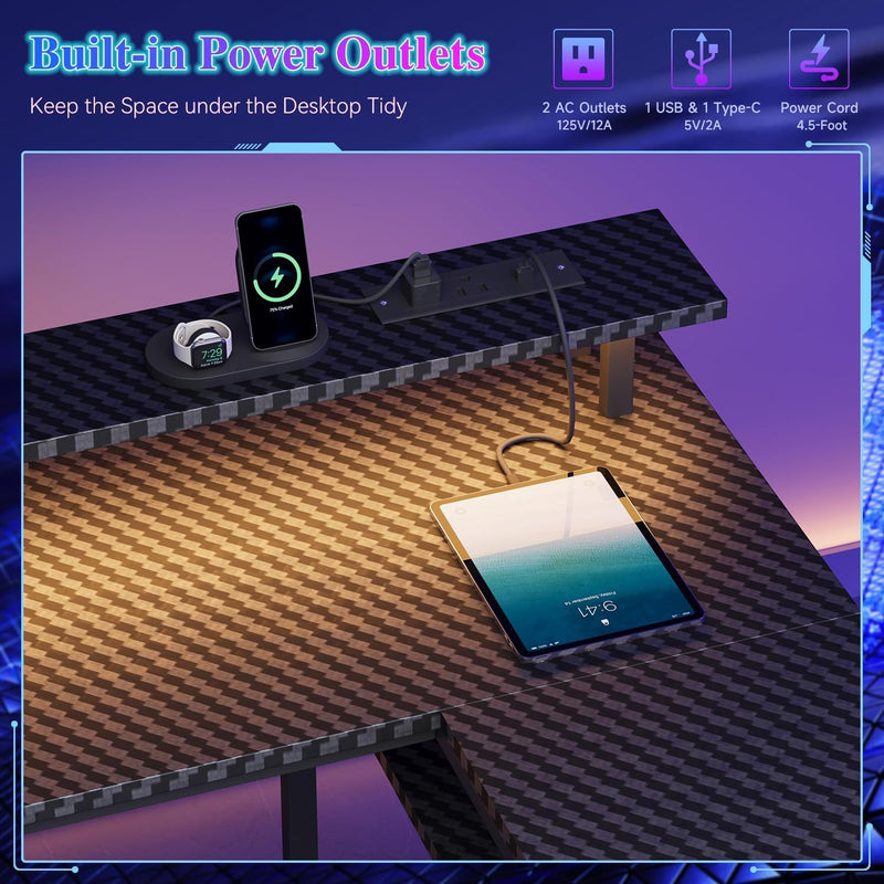 120CM Corner Desk with 3 Drawers Power Outlets