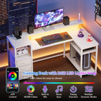 120CM Corner Desk with 3 Drawers Power Outlets