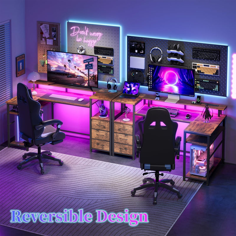 120CM Corner Desk with 3 Drawers Power Outlets