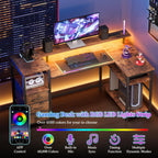 120CM Corner Desk with 3 Drawers Power Outlets