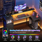 120CM Corner Desk with 3 Drawers Power Outlets