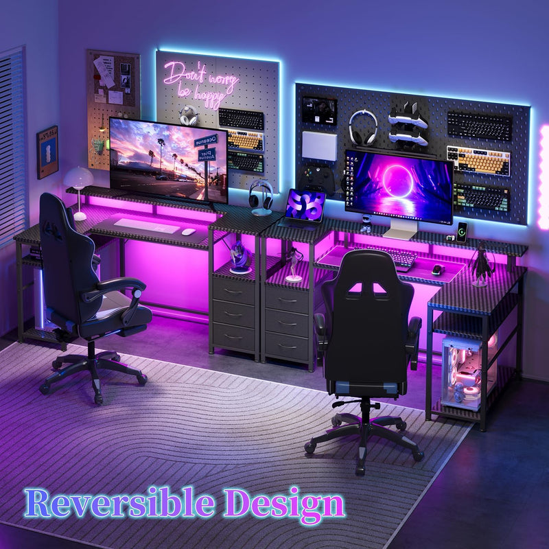 120CM Corner Desk with 3 Drawers Power Outlets