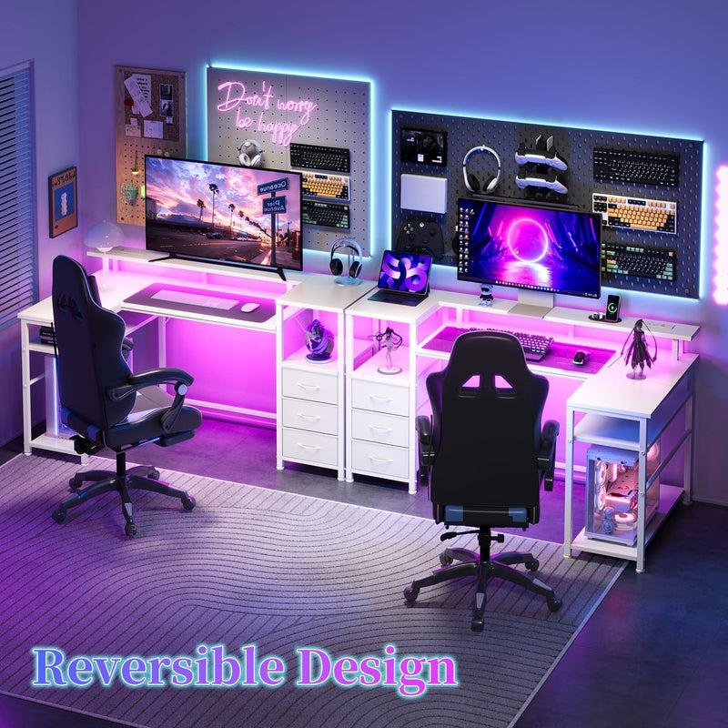 120CM Corner Desk with 3 Drawers Power Outlets