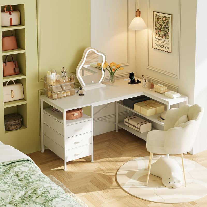 120CM Corner Desk with Drawers Reversible L Shaped