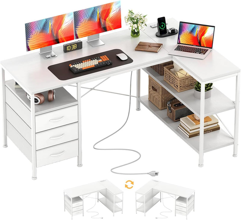 120CM Corner Desk with Drawers Reversible L Shaped