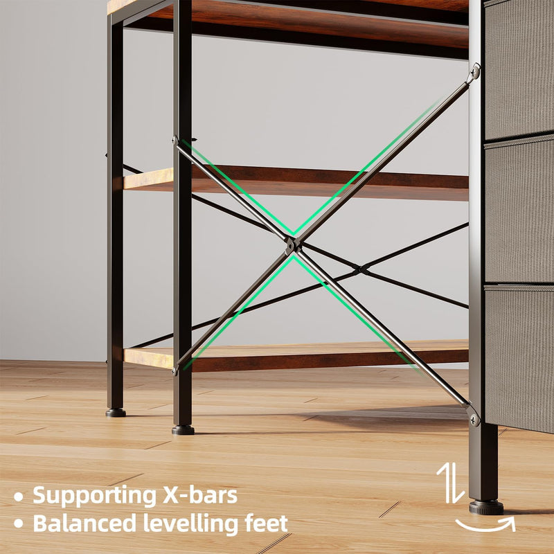 120CM Corner Desk with Drawers Reversible L Shaped