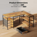120CM Corner Desk with Drawers Reversible L Shaped