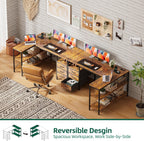 120CM Corner Desk with Drawers Reversible L Shaped