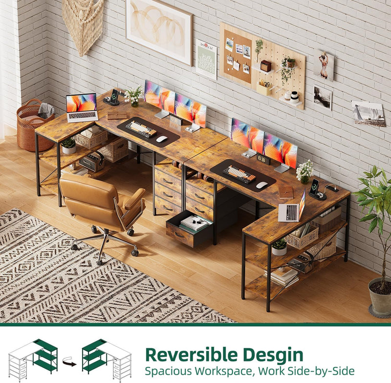 120CM Corner Desk with Drawers Reversible L Shaped