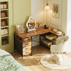 120CM Corner Desk with Drawers Reversible L Shaped