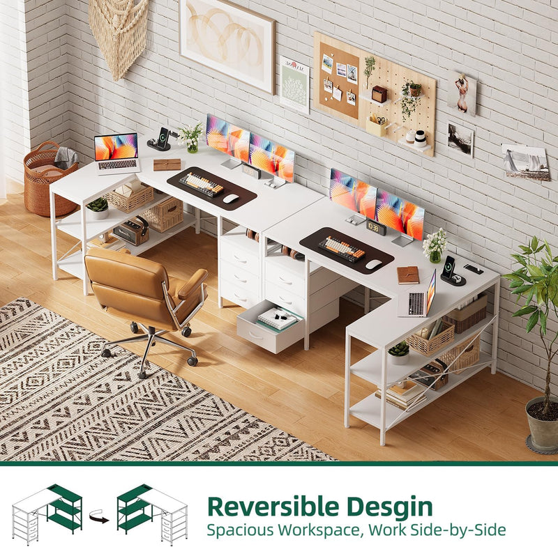 120CM Corner Desk with Drawers Reversible L Shaped