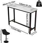 120CM Rectangular Bar Table Sintered Stone Marble Top
