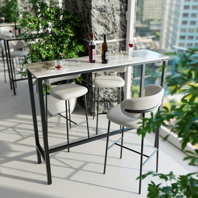 120CM Rectangular Bar Table Sintered Stone Marble Top
