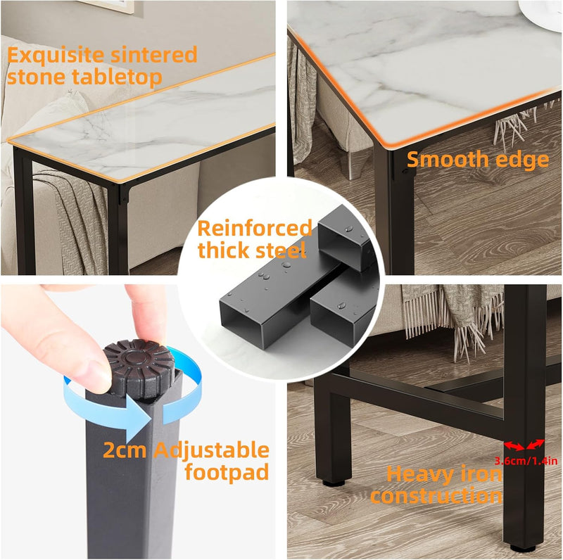 120CM Rectangular Bar Table Sintered Stone Marble Top
