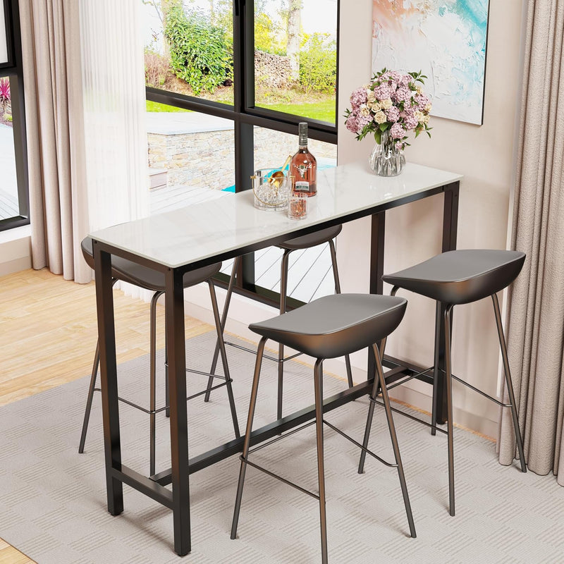 120CM Rectangular Bar Table Sintered Stone Marble Top