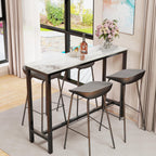 120CM Rectangular Bar Table Sintered Stone Marble Top