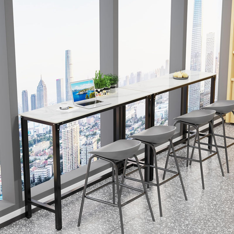 120CM Rectangular Bar Table Sintered Stone Marble Top