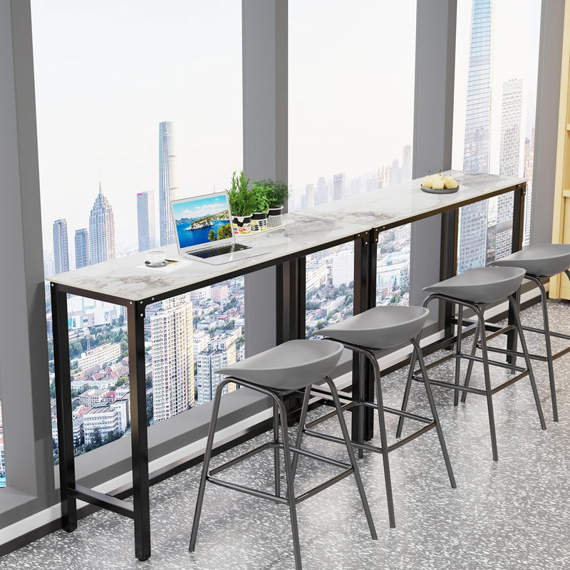 120CM Rectangular Bar Table Sintered Stone Marble Top