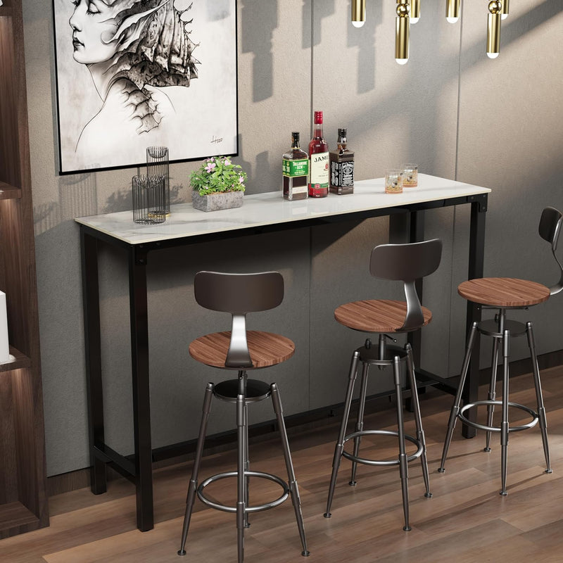 120CM Rectangular Bar Table Sintered Stone Marble Top