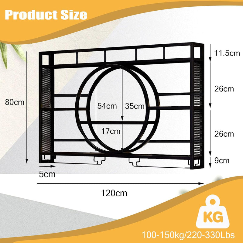 120CM Wine Rack Wall Mounted 3-Tiers Iron