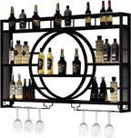 120CM Wine Rack Wall Mounted 3-Tiers Iron