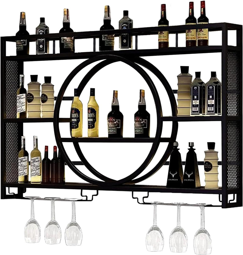 120CM Wine Rack Wall Mounted 3-Tiers Iron