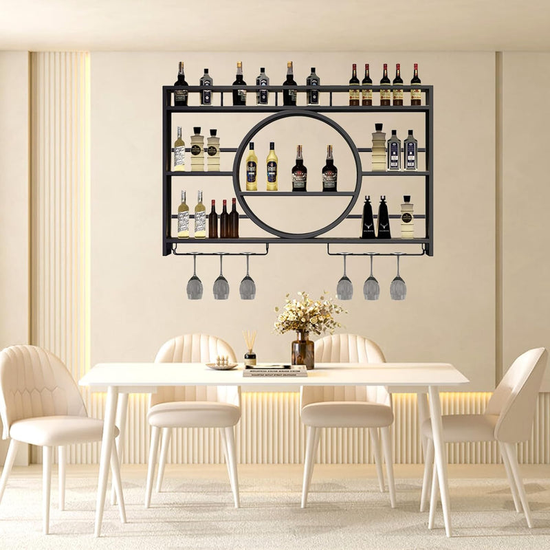 120CM Wine Rack Wall Mounted 3-Tiers Iron