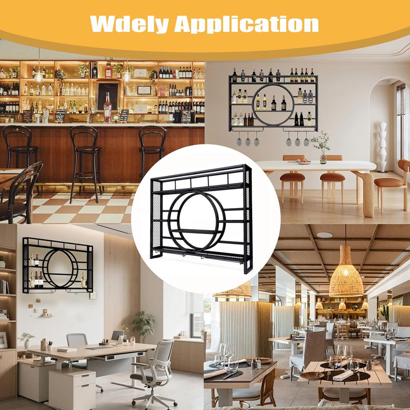 120CM Wine Rack Wall Mounted 3-Tiers Iron