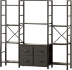 120W X142h Cm Triple Book Shelf 4 Tier