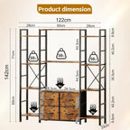 120W X142h Cm Triple Book Shelf 4 Tier