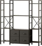 120W X142h Cm Triple Book Shelf 4 Tier