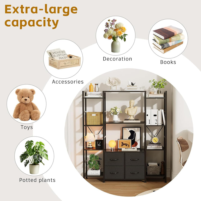 120W X142h Cm Triple Book Shelf 4 Tier